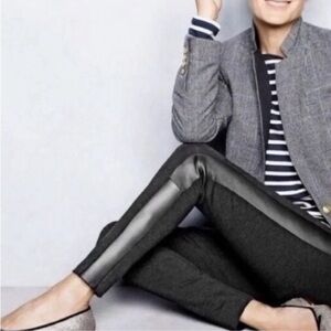 J.CREW Size 4 Black Tuxedo 04322 Leather Pixie Legging Dress Pants Skinny Leg